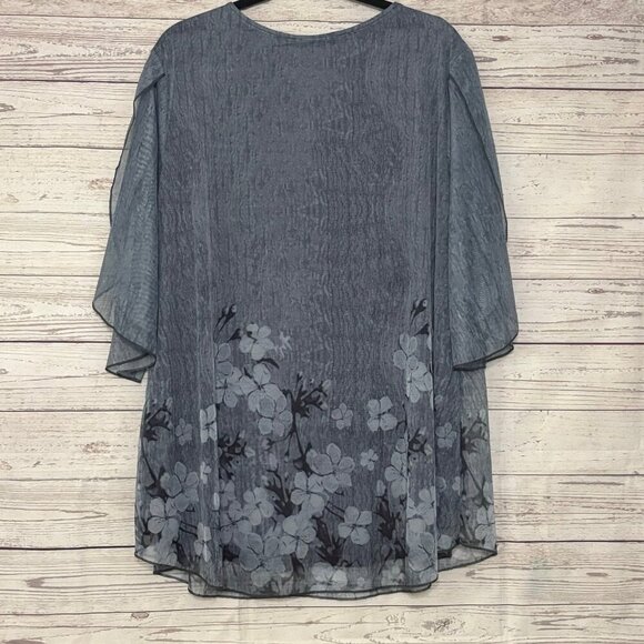 NWT Sese Code Floral Top w Tulip Sleeve 3XL - Picture 5 of 6